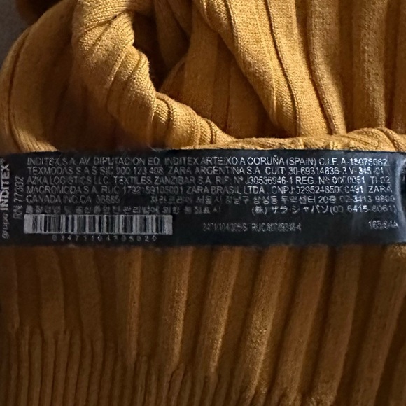 Zara Mustard Yellow‎ Cropped Ribbed Knit Turtleneck Sweater 3471/104/306 Small - Picture 10 of 12